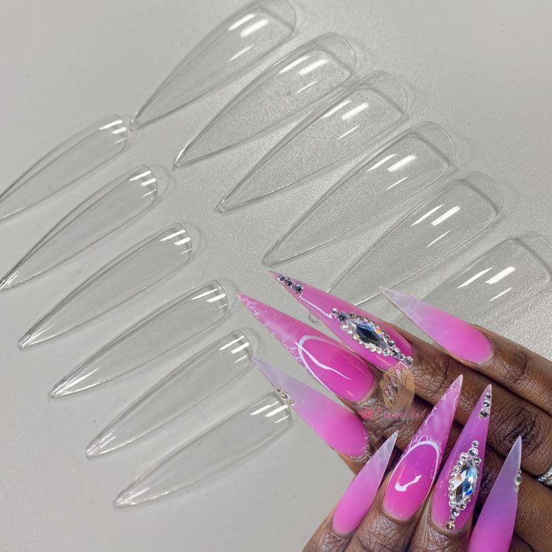 Fake Nail Tips Plastic 3XL Extra Long Stiletto Acrylic Full Manicure Tool 240Pcs