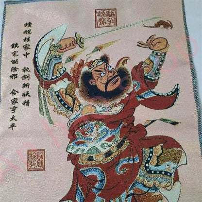 Religious Thangka Exquisite Embroidered Brocade Painting Tianshi Zhong Kui