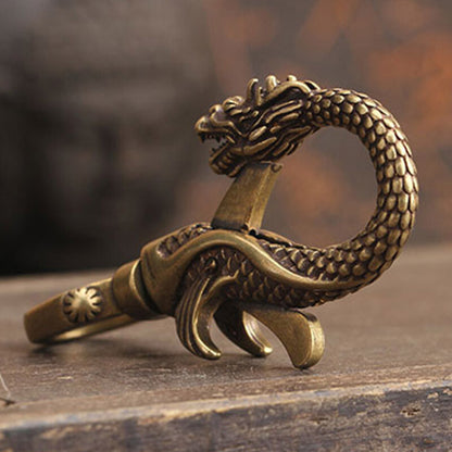Brass Dragon Figurine Statue Craft Home Office Desk Decor Retro Ornament