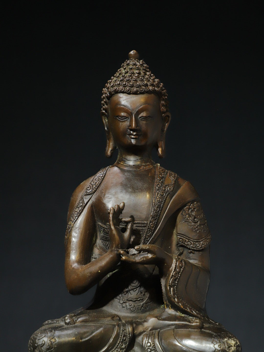 Antique Shakyamuni Buddha Statue Copper Figure Rare Tibetan Altar Sculpture