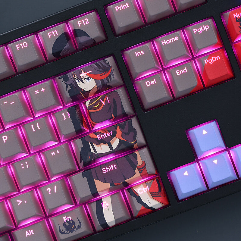 Anime KILL La KILL Cherry Transparent PBT Keycap Set MX for Mechanical Keyboard