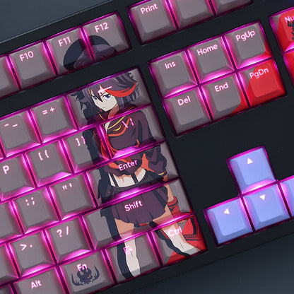 Anime KILL La KILL Cherry Transparent PBT Keycap Set MX for Mechanical Keyboard