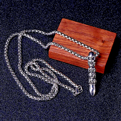 Cadena Bala de Calavera para Hombre Mujer Collar de Acero Inoxidable Lujo