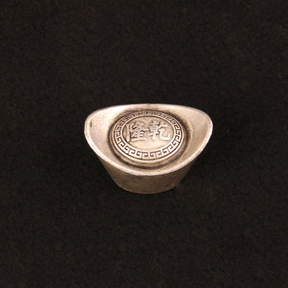 Silver Ingot Ornament Solid Antique Five Emperors Household Treasure Pot