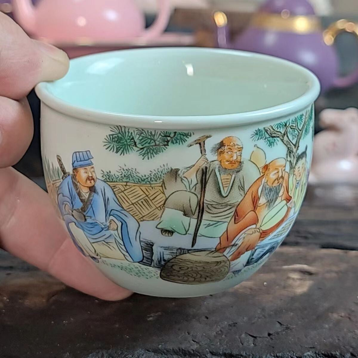 Chinese Jingdezhen Porcelain Enamel Color Tea Cup：八仙过海