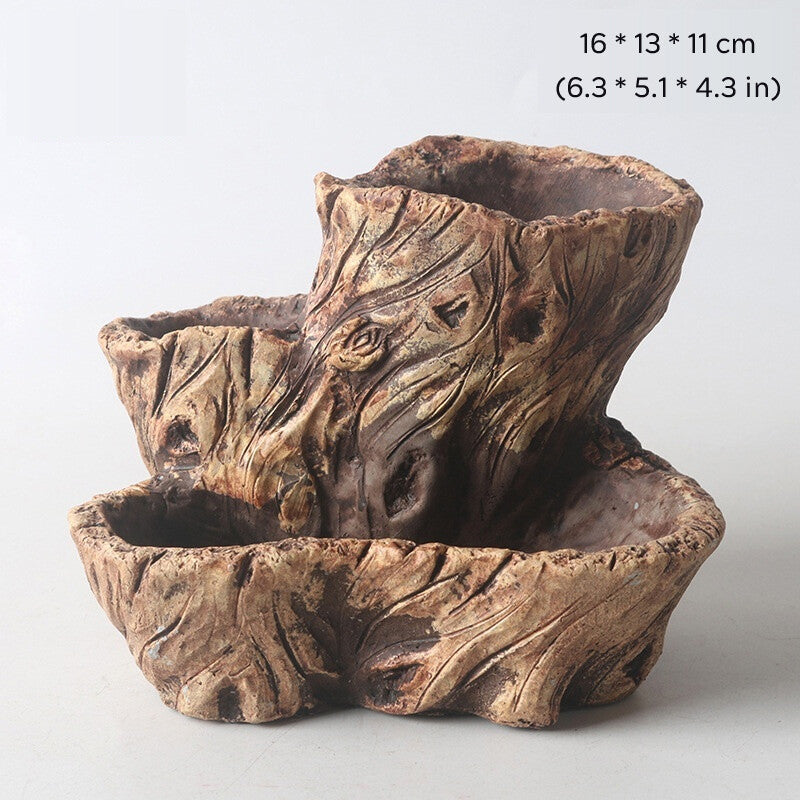 Cement Made Rustic Bonsai Pot Indoor/Garden Shallow Flower Pots Small Large