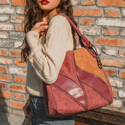 Celela Women Color-block Studs Tote Shoulder Crossbody Bag Handbag Purse GU