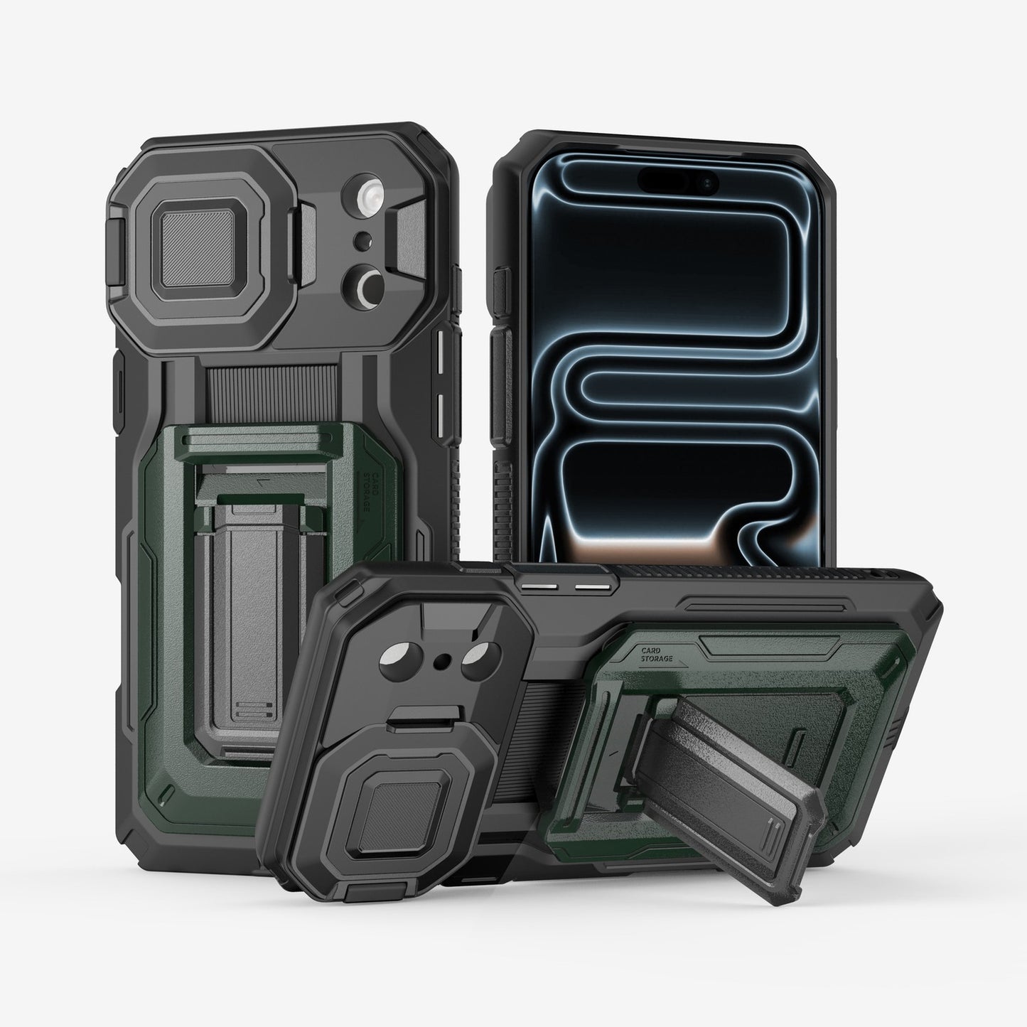 Rugged Mobile Phone Case with Card Slot F for iphone 17/16/15/14/13 Pro Max Plus
