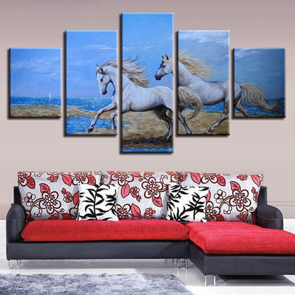 Galloping White Horses Running Horse Canvas Prints Painting Wall Art Home Decor