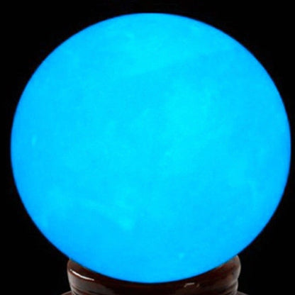 35MM Blue Luminous Quartz Crystal Sphere Ball Glow In The Dark Stone Decor