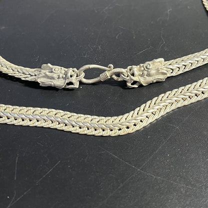 Vintage Miao Silver Pixiu Necklace 60cm Men's Chain