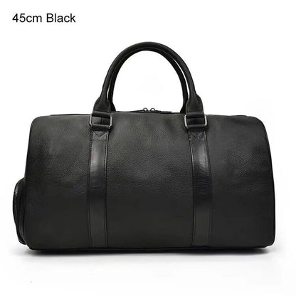Men Women Travel Bag Cow Leather Carry On Luggage Bag Travel Shoulder Bag