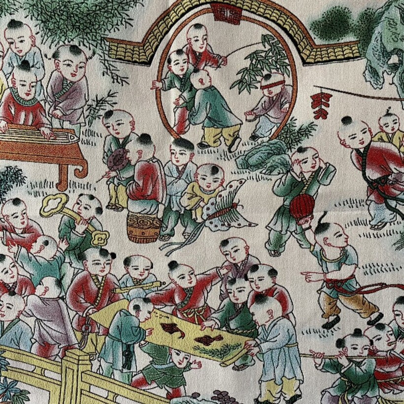 Old Chinese Silk Embroidery Painting Thangka Mural "Hundred Sons" 6158 -