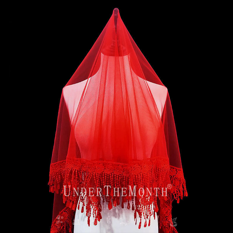 Chinese Wedding Bride Red Veil Translucent Veil Chinese Style Veil Headdress