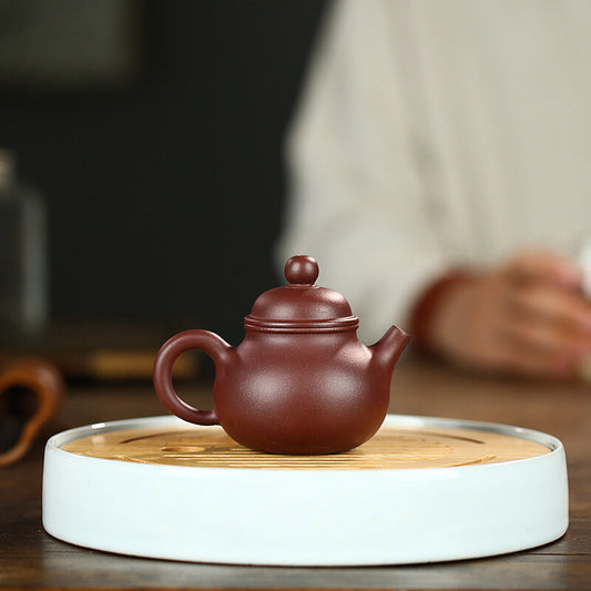 4" China Yixing Zisha Pottery Purple Clay Handmade 100cc Mesh Teapot 容天