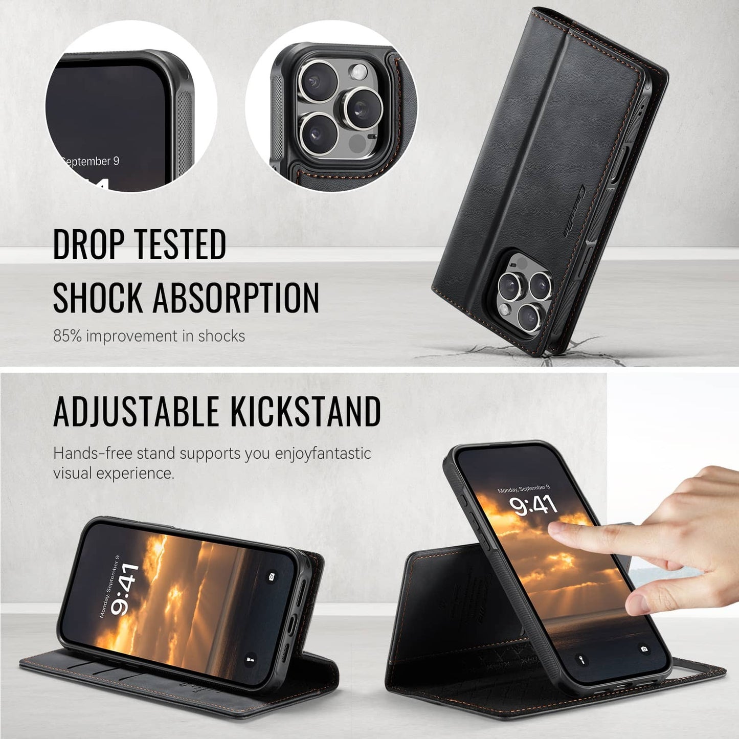 For iPhone 16e 16 15 14 13 12 11 Pro Max Detachable Wallet Case with Magsafe