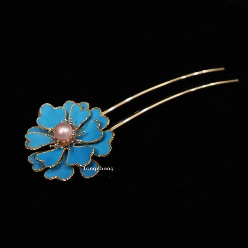 Chinese high-end cloisonne metal woven hair clip for women's hairpins