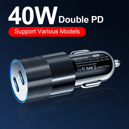 For iPhone iPad Android Samsung 40W Dual USB Type-C Fast Car Charger Adapter LOT
