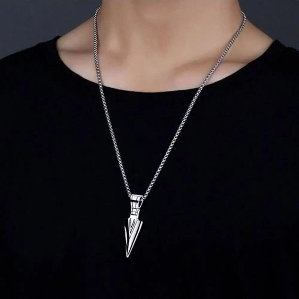 Stainless Steel Spear Arrowhead Arrow Head Pendant Chain Necklace For Men Boys