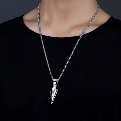Stainless Steel Spear Arrowhead Arrow Head Pendant Chain Necklace For Men Boys