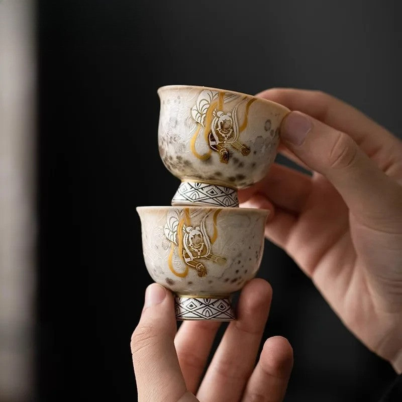40ml Ceramic Dunhuang Apsaras Cup Traditional Tea Bowl Tea-tasting Cup Teaware