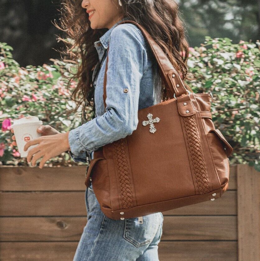 Celela Women Concealed Carry Braided Tote Shoulder Handbag Purse bag Wallet