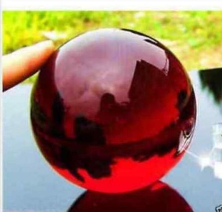 40mm + Stand Asian Rare glass red Magic Crystal Healing Ball Sphere