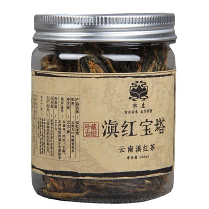 Yunnan Dianhong Black Tea 60g Small Pagoda Puer Tea Cans Pack Handmade-