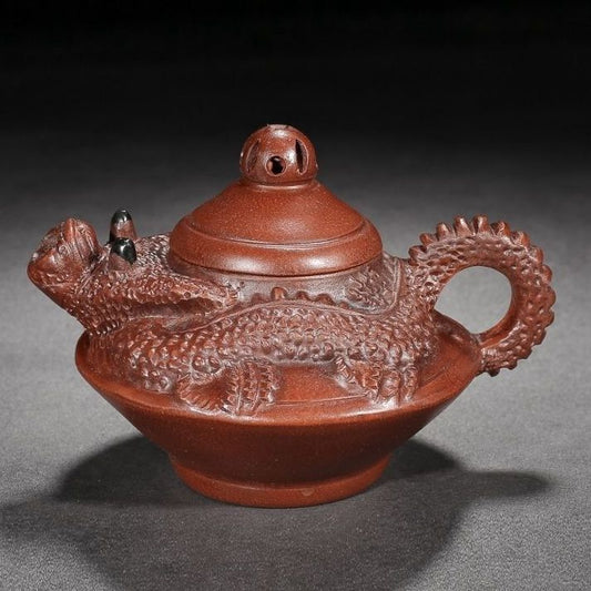Vintage Chinese Yixing Purple Clay Teapot Zisha Ceremony Carving Dragon Teaware
