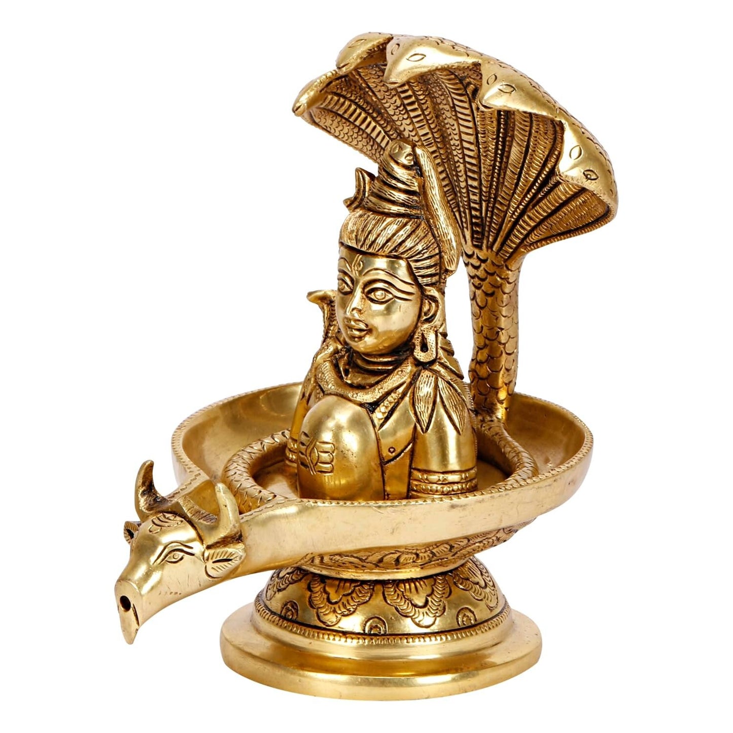 Hindu God Lord Brass Shivling with Snake Shiv Lingam Idol Statute Figurine