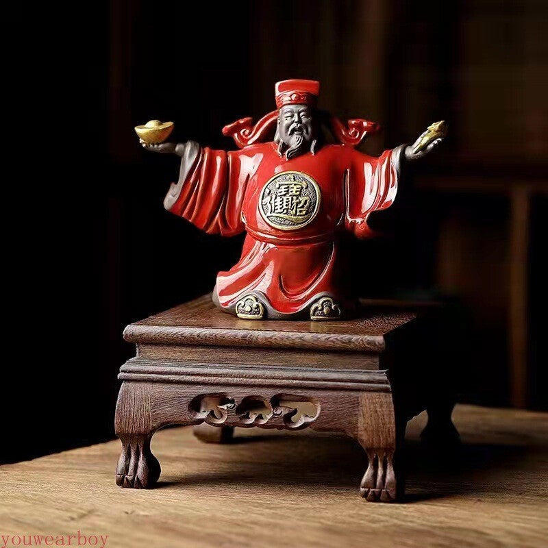 God of Fortune Character Statue Chinese-style Porch Office Lucky Buddha Statue
