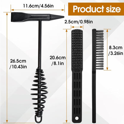 Chipping Hammer and Wire Brush Set – 10.6 in Heavy Duty Welding Hammer with Spri