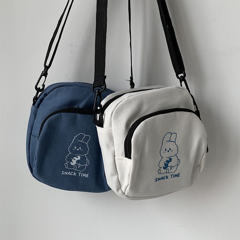 Rabbit Canvas Small Crossbody Bag Casual Student Vintage Purse Handbag Shoulder