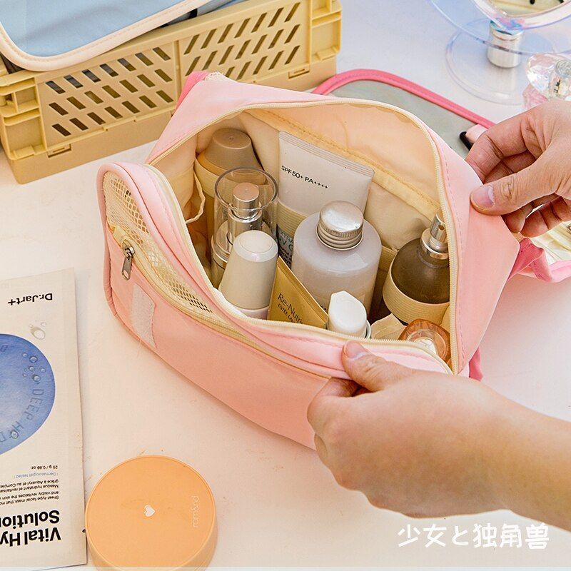 Portable Cosmetic Bag Large Travel Makeup Bags Toiletries Organizer Bathroom Bag