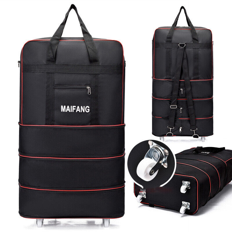 Large Capacity Foldable Luggage Trolley Bags Oxford Expendable Wheel Travel Bags