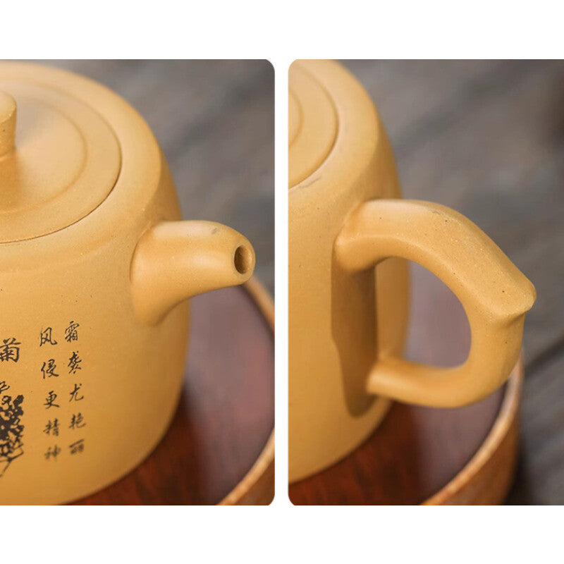 Yixing Zisha Pottery Duan Clay 500CC Handmade Plum Blossom Teapot 7.1"