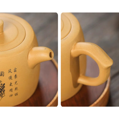 Yixing Zisha Pottery Duan Clay 500CC Handmade Plum Blossom Teapot 7.1"