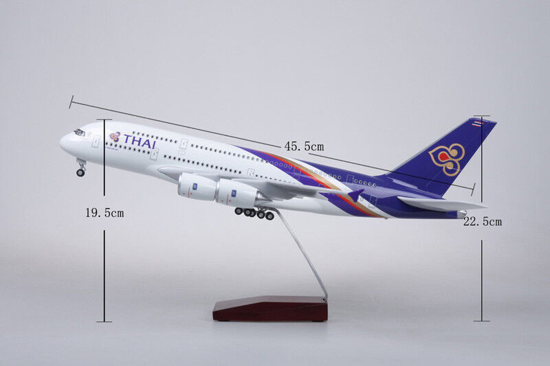 46CM 1:160 THAI AIRBUS A380 Passenger Airplane Landing gear Resin Aircraft Model
