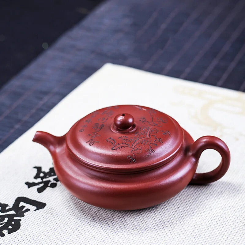 Yixing Genuine Purple Clay Antique Pot Flat Plum Original Mine Tea Set Ewer