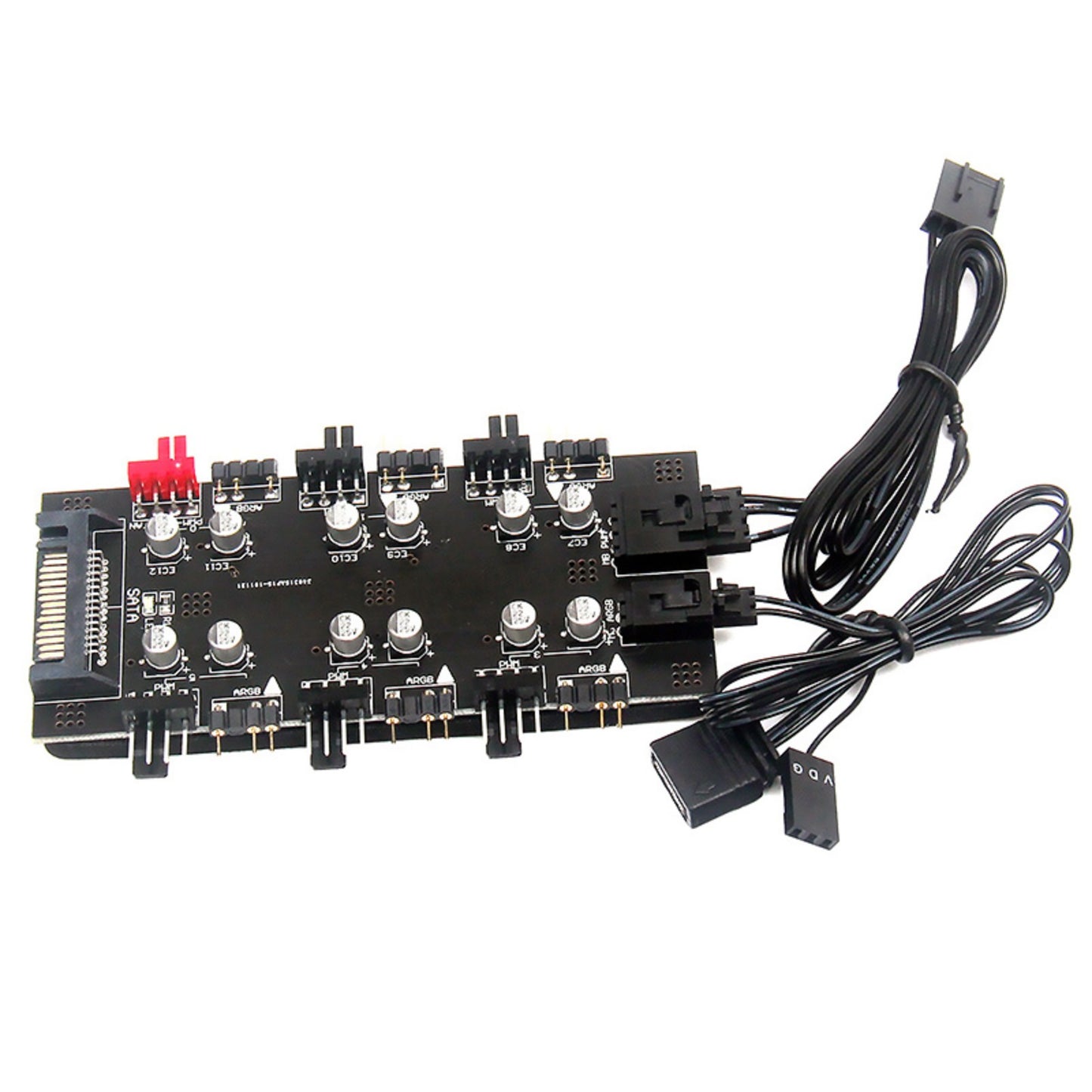 SATA 1 To 6 Way PWM /ARGB Device Expander 4-Pin Cooling Fans Hub Splitter Cable