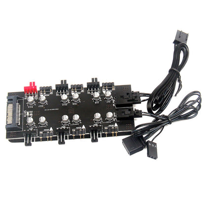 SATA 1 To 6 Way PWM /ARGB Device Expander 4-Pin Cooling Fans Hub Splitter Cable