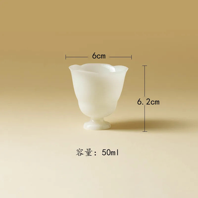 50ml Jade Ceramic Tea-tasting Smelling Cup Flower Mouth High Foot Cup Master Cup