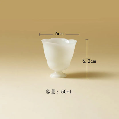 50ml Jade Ceramic Tea-tasting Smelling Cup Flower Mouth High Foot Cup Master Cup