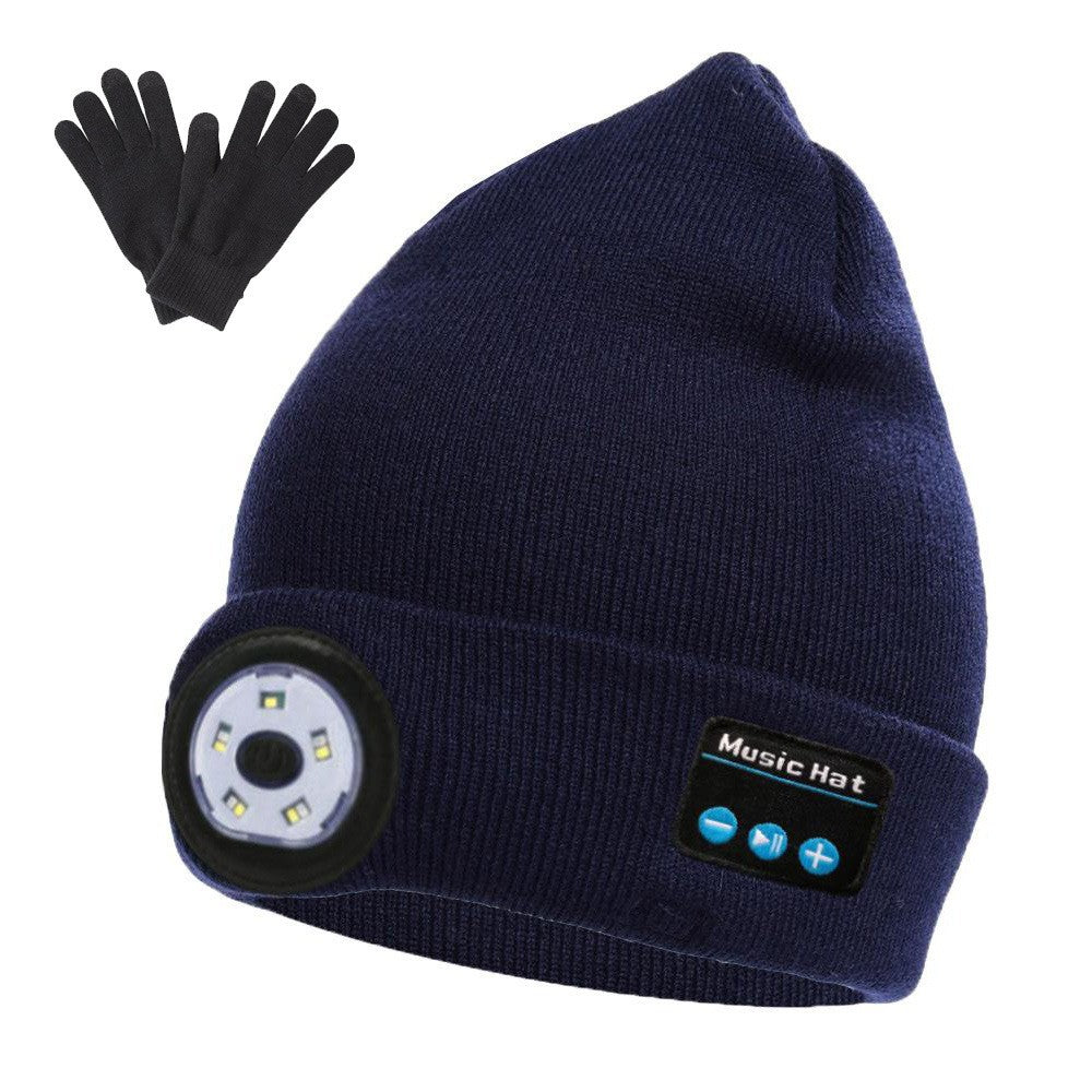 Wireless Bluetooth headphones led warning light night running lighting cap