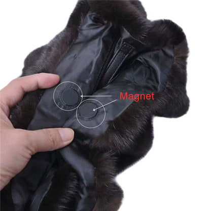 Womens Real Fur Handbag Full-pelt Mink Fur Tote Bag Genuine Sheep Leather Bottom