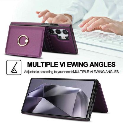 Wallet Case for Samsung Galaxy S25 + Plus Ultra with Card Holder Rotation Ring
