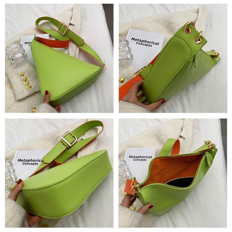 Triangular Shoulder Bag Tote Crossbody Purse Leather Messenger Bag 32*6*21.5 CM