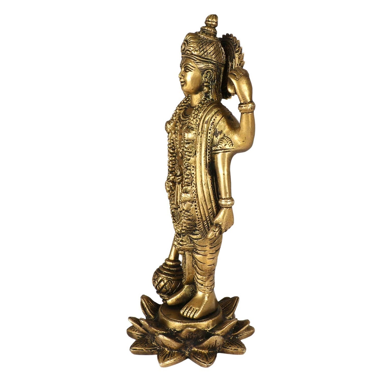 Hindu God Brass Lord Bhagwan Vishnu Narayann Idol Holding Club Figurine Statue