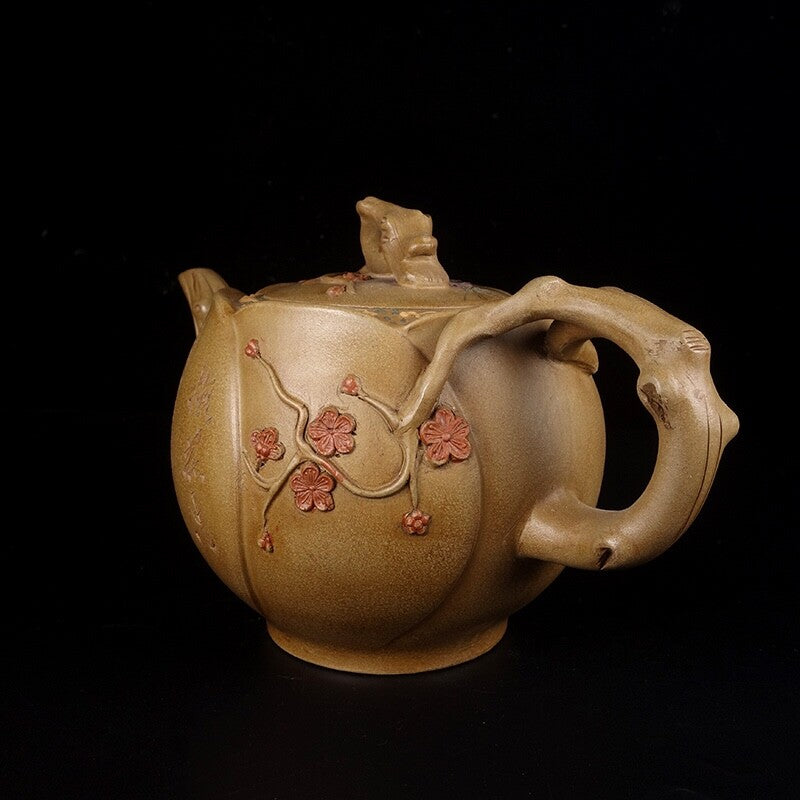 China old Yixing Clay Teapot Handcarved Red plum pots Purple sand Teapot