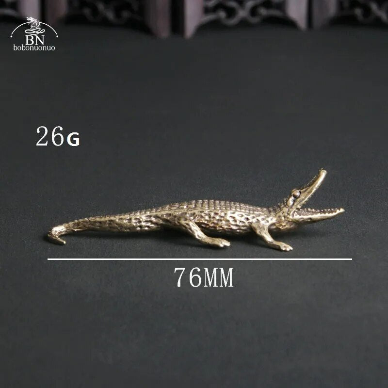 Copper Crocodile Mininature Figurines Mini Home Desk Decorations Brass Incense